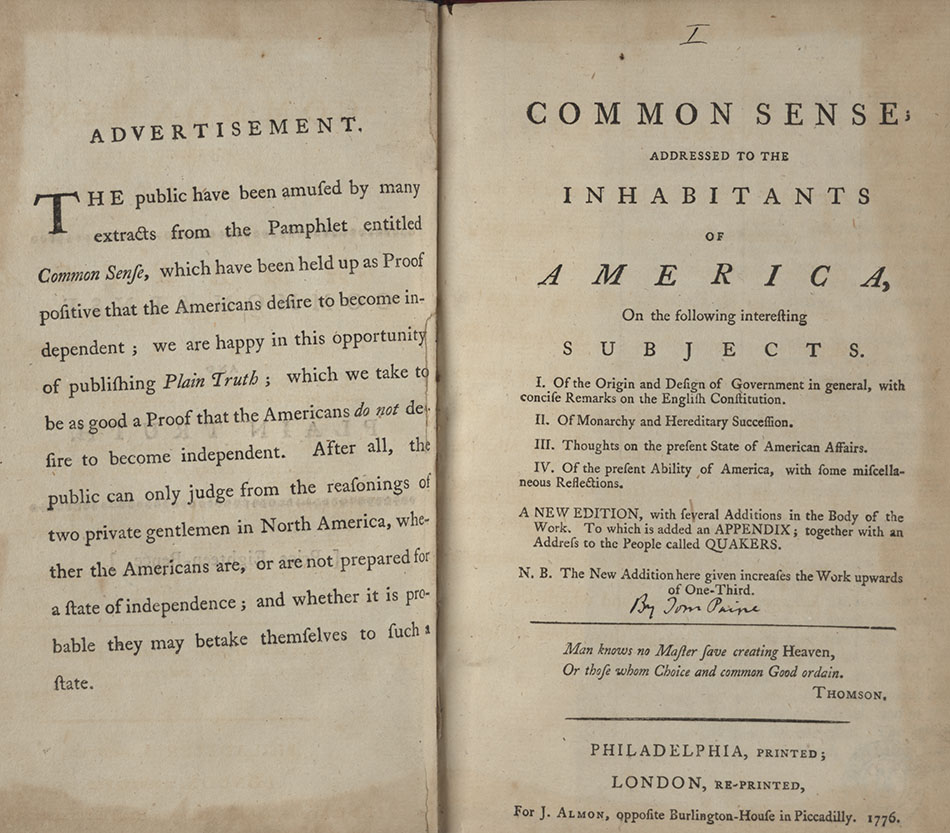 King's Collections : Online Exhibitions : Thomas Paine’s Common sense